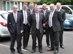 Faun Zoeller's management team: (l-r) J Alun Jones, Simon Hyde, Marshall Fleming, Matt Buckley, Nick Preston, Stephen Peacop and Adrian Ward